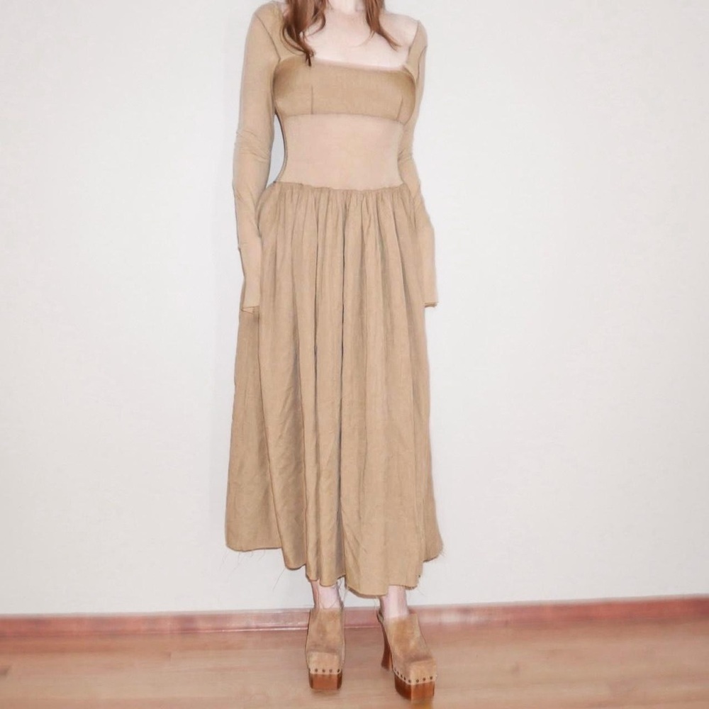 Peng Tai Ballerinacore Beige Maxi Cotton Long Sleeves